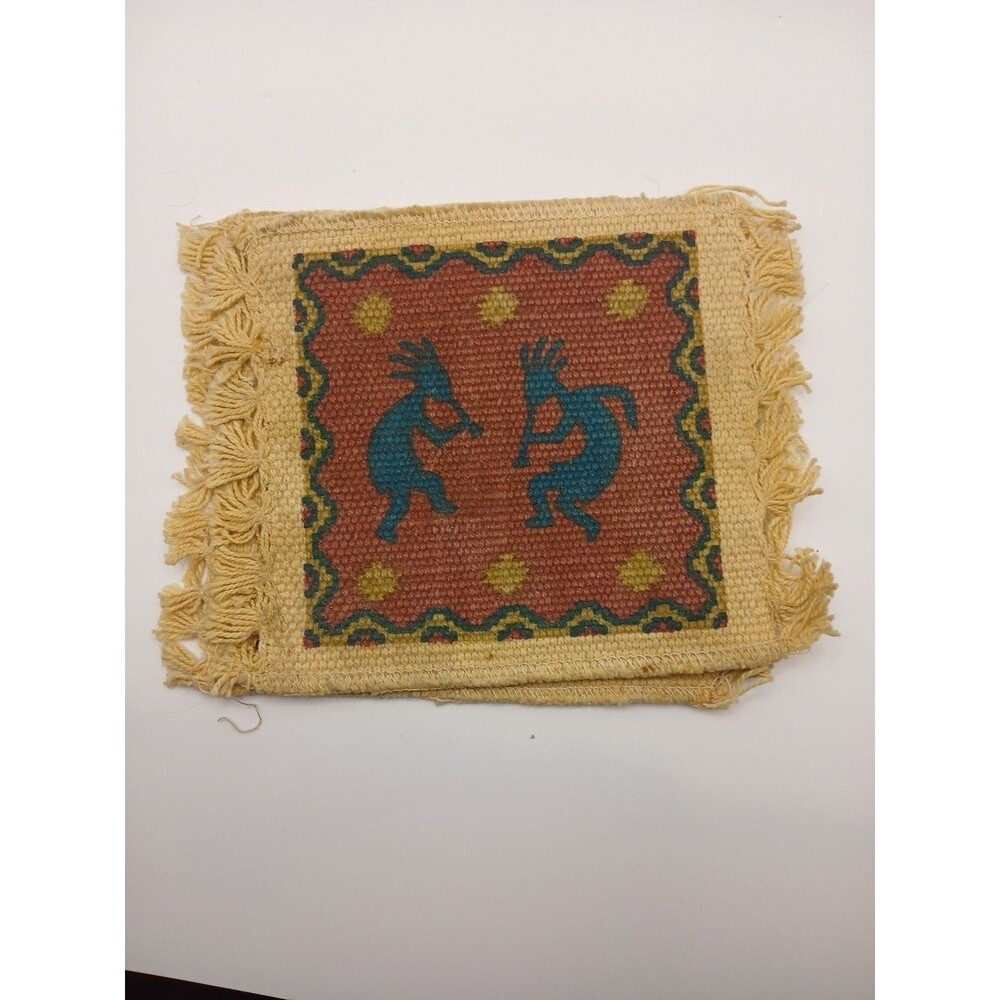 Set of 5 Southwest El Paso Saddle Blanket Co. Woven Cotton Mats Large Coasters - Picture 5 of 6